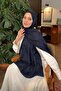 شال جاكار منقوش من QQ Desen Ayrobin باللون الأزرق الداكن