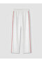 White Soft Touch Women's Sports Sweatpants with Stripes - 2