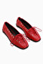 Romy Genuine Leather Red Lace-Up Women's Ballerinas - 4