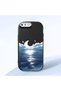 iPhone 7 Plus/8 Plus Compatible Shock-Absorbing Black Silicone Case with Camera Protection Moon Rising from the Sea