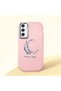 Samsung Galaxy A34 Compatible Shock-Absorbing Camera Protected Pink Silicone Case Moon and Star Pattern