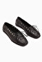 Romy Genuine Leather Black Lace-Up Women's Ballerinas - 6