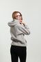 Women's 3 Thread Soft Puff Fabric Hooded Stone Color Sweatshirt with Kangaroo Pocket - 4