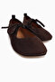 Ninva Genuine Leather Brown Bow Lace-Up Women's Ballerinas - 6