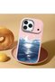 iPhone 17 Pro Max/18 Pro Max Compatible Shock-Absorbing Camera Protected Pink Silicone Case the Moon Rising from the Sea - 2