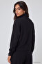 Black Stand Collar Standard Fit Crop Women's Sweatshirt - 97317 - 5