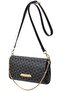 Women's Crossbody Bag, Black, Geometric Pattern, Chain Strap, Flap Closure, Shoulder Handbag(Black） - 2