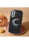 Samsung Galaxy S21 Fe Compatible Shock-Absorbent Camera Protected Black Silicone Case Moon and Star Pattern - 3