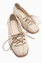 Romy Genuine Leather Beige Lace-Up Women's Ballerinas - 6