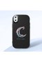 iPhone XS Max Compatible Shock-Absorbing Black Silicone Case with Camera Protection Moon and Star Pattern