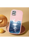 Samsung Galaxy M12/A12 Compatible Shock-Absorbing Camera Protected Pink Silicone Case the Moon Rising from the Sea - 2