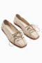 Romy Genuine Leather Beige Lace-Up Women's Ballerinas - 4