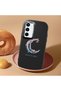 Samsung Galaxy S23 Fe Compatible Shock-Absorbing Black Silicone Case with Camera Protection Moon and Star Pattern - 2