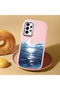 Samsung Galaxy A73 Compatible Shock-Absorbing Camera Protected Pink Silicone Case the Moon Rising from the Sea - 2