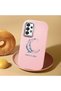 Samsung Galaxy A33 Compatible Shock-Absorbent Camera Protected Pink Silicone Case Moon and Star Pattern - 2