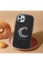 iPhone 11 Pro Max Compatible Shock-Absorbing Black Silicone Case with Camera Protection Moon and Star Pattern - 2