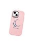 iPhone 15 Compatible Shock-Absorbing Camera Protected Pink Silicone Case Moon and Star Pattern - 4