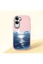 Vivo Y29S/Y29T Compatible Shock-Absorbing Camera Protected Pink Silicone Case the Moon Rising from the Sea