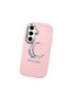 Samsung Galaxy S24 Fe Compatible Shock-Absorbing Camera Protected Pink Silicone Case Moon and Star Pattern - 3