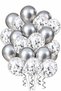 20 Pieces Metallic Silver Balloons and Transparent Balloons with Silver Confetti - Sequin Balloon - Birthday Decoration