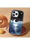 Black Silicone Case Compatible with iPhone 17 Pro Max/18 Pro Max, Shock-Absorbing Camera Protection, Moon Rising from the Sea - 2