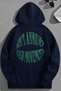 Unisex 3 Thread Cotton Navy Blue Dont Print Loose Fit Sweatshirt Hoodie