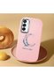 Samsung Galaxy M15 Compatible Shock-Absorbent Camera Protected Pink Silicone Case Moon and Star Pattern - 2