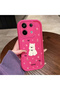 Redmi Note 13 Pro 5g Compatible Pink Red Silicone Rose Dog Pattern Case Shockproof Camera Protection