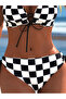 Multi Checkerboard Triangle Halter Bikini Set - 4