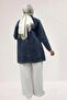 53021 Plus Size Denim Jacket with Stone Print Detail on the Front - Snow Wash Blue - 5