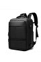 Black Solid Backpack with Zip Pocket - 3