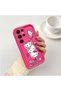 Samsung Galaxy S22 Ultra Compatible Pink Red Silicone Strawberry Kitty Pattern Case Shockproof Camera Protection - 2
