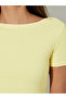 Yellow Ribbed Knit Boat Neck Fitted Top - 5