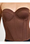 Coffee Brown Strapless Corset Top - 5