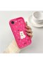 iPhone 16E Compatible Pink Red Silicone Rose Dog Pattern Case Shockproof Camera Protection - 2