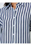 Navy Blue Striped Longline Oversized Shirt - 4