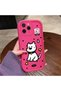 iPhone 11 Pro Compatible Pink Red Silicone Dotted Dog Pattern Case Shockproof Camera Protection