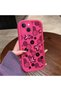 iPhone 14 Plus Compatible Pink Red Silicone Flower and Butterfly Pattern Case Shockproof Camera Protection
