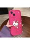 iPhone 15 Compatible Pink Red Silicone Cherry Kitty Pattern Case Shockproof Camera Protection