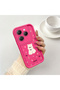 Infinix Hot 40/40 Pro Compatible Pink Red Silicone Rose Dog Pattern Case Shockproof Camera Protection - 2