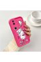 Vivo V50 Compatible Pink Red Silicone Strawberry Kitty Pattern Case Shockproof Camera Protection - 2