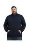 Men's Large Size Navy Blue Basic Pocket Knitwear Cardigan 3Xl-4Xl-5Xl-6Xl