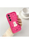 Samsung Galaxy A35 Compatible Pink Red Silicone Rose Dog Pattern Case Shockproof Camera Protection - 2