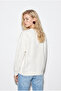 Women's White Gilded Printed Modal Oversize Sweatshirt with Chain and Scarf Detail 2266 60286477 - 6