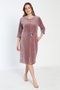 Women's Cotton Velvet Zipper Winter Dress / Dusty Rose 3821 - 5
