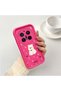 Vivo X200 Pro Compatible Pink Red Silicone Rose Dog Pattern Case Shockproof Camera Protection - 2