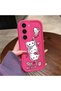 Samsung Galaxy S23 Compatible Pink Red Silicone Strawberry Kitty Pattern Case Shockproof Camera Protection