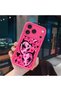 iPhone 17 Pro Max Compatible Pink Red Silicone Heart Mask Pattern Case Shockproof Camera Protection - 3