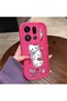 Oppo Find X9 Pro Compatible Pink Red Silicone Strawberry Kitty Pattern Case Shockproof Camera Protection