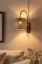 Ratta Wicker Textured Rustic Modern Beige Sconce - 4